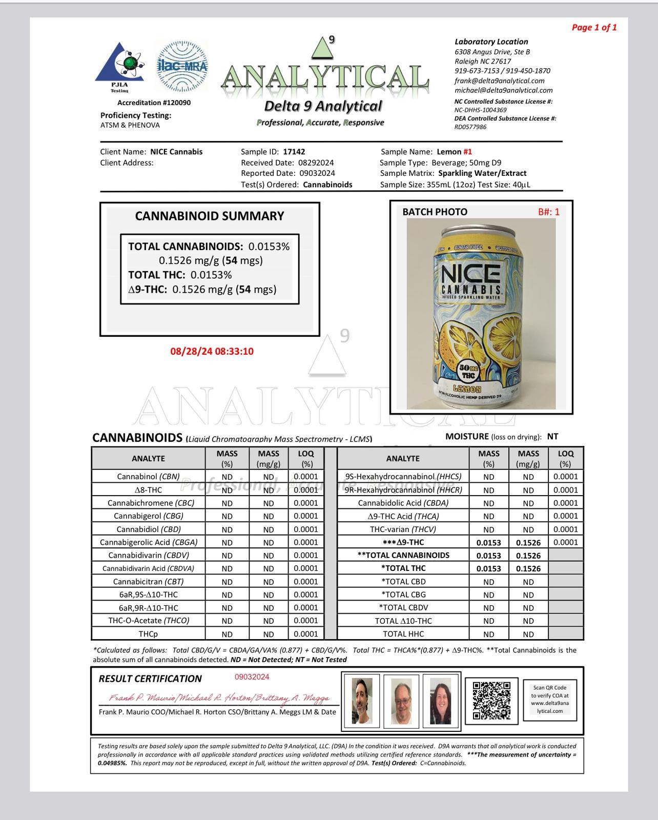 Nice Cannabis D9 Seltzer Lemon - Image 2